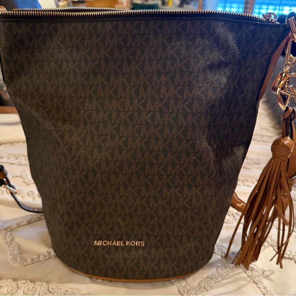 Michael Kors Dark Brown Monogram Shoulder Bag